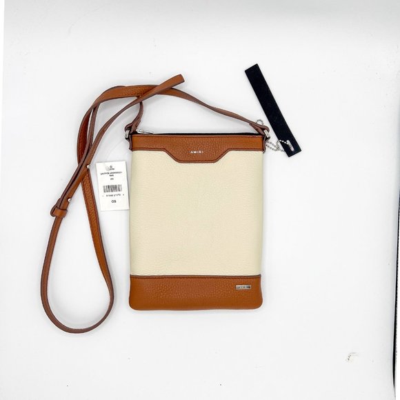 Amiri Men's Leather Crossbody Bag in Brown and Creme, Made in Italy - Picture 2 of 10